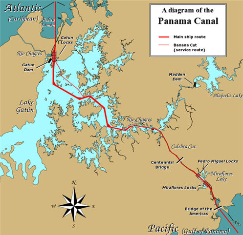 map of Panama Canal
